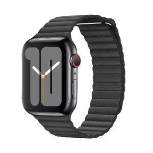 Magnetic Leather Loop Wrist Band For Apple Watch 6 5 4 3 2 1 - Black